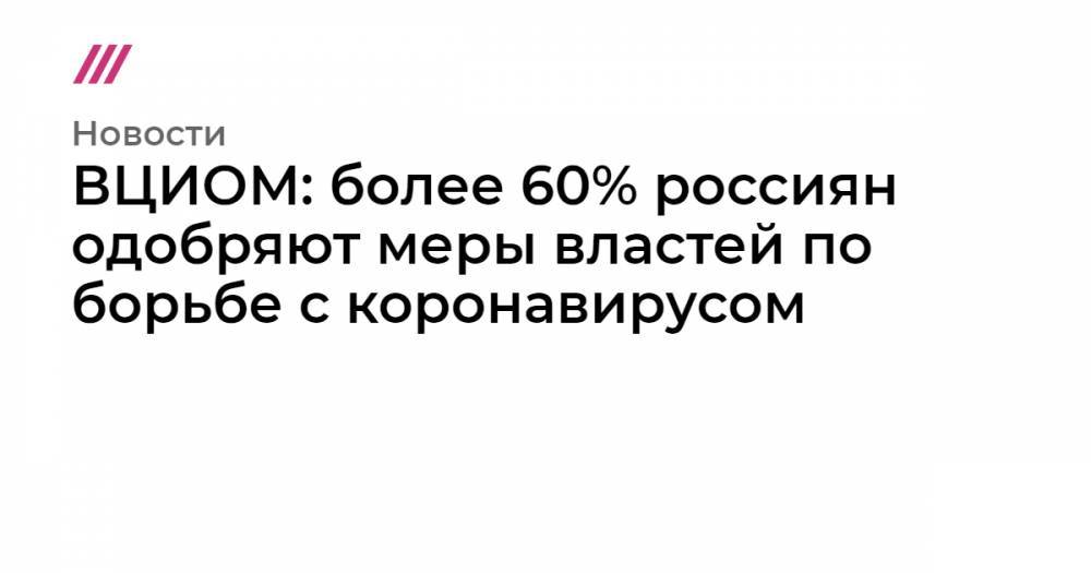 ВЦИОМ: более 60% россиян одобряют меры властей по борьбе с коронавирусом - tvrain.ru