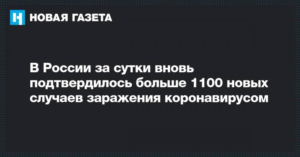 В России за сутки вновь подтвердилось больше 1100 новых случаев заражения коронавирусом - novayagazeta.ru - Россия
