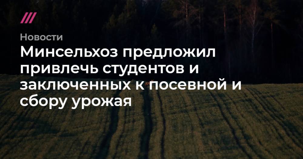 Минсельхоз предложил привлечь студентов и заключенных к посевной и сбору урожая - tvrain.ru