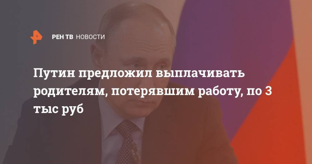 Владимир Путин - Путин предложил выплачивать родителям, потерявшим работу, по 3 тыс руб - ren.tv - Россия