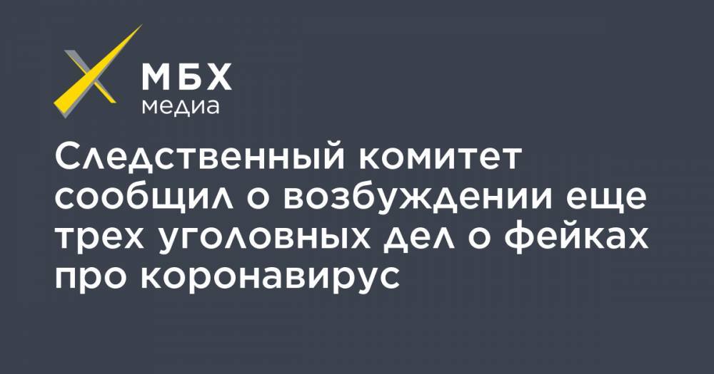 Следственный комитет сообщил о возбуждении еще трех уголовных дел о фейках про коронавирус - mbk.news - Москва - Сирия