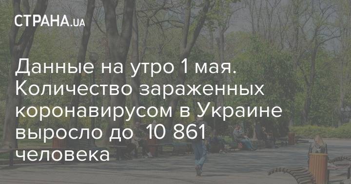 Данные на утро 1 мая. Количество зараженных коронавирусом в Украине выросло до 10 861 человека - strana.ua - Украина