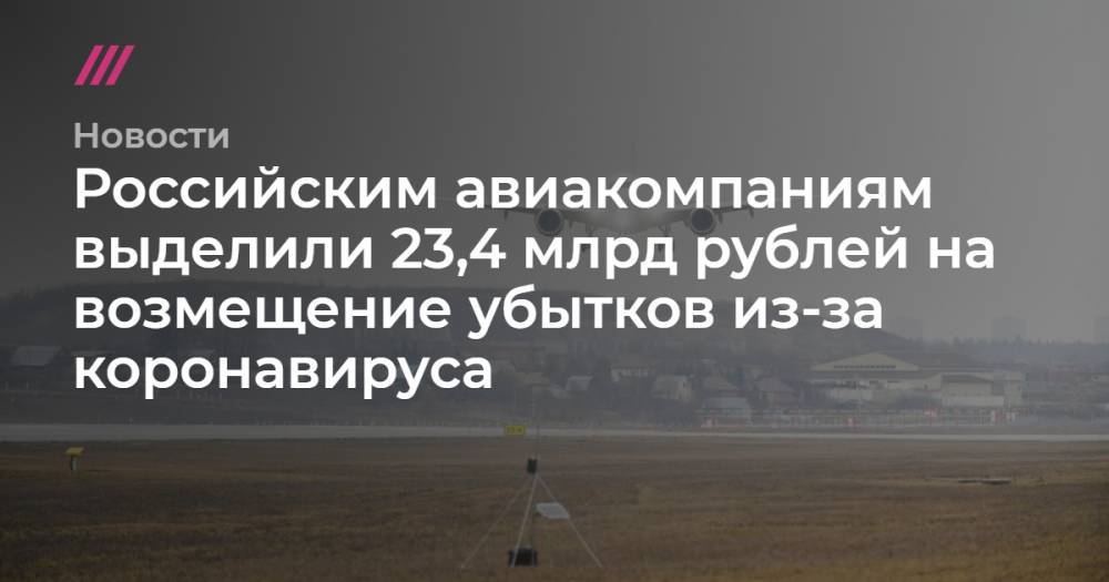 Российским авиакомпаниям выделили 23,4 млрд рублей на возмещение убытков из-за коронавируса - tvrain.ru - Москва