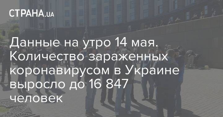 Данные на утро 14 мая. Количество зараженных коронавирусом в Украине выросло до 16 847 человек - strana.ua - Украина