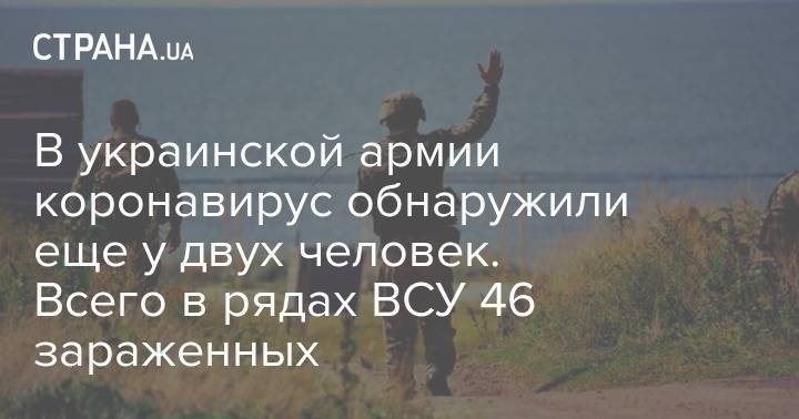 В украинской армии коронавирус обнаружили еще у двух человек. Всего в рядах ВСУ 46 зараженных - strana.ua - Украина