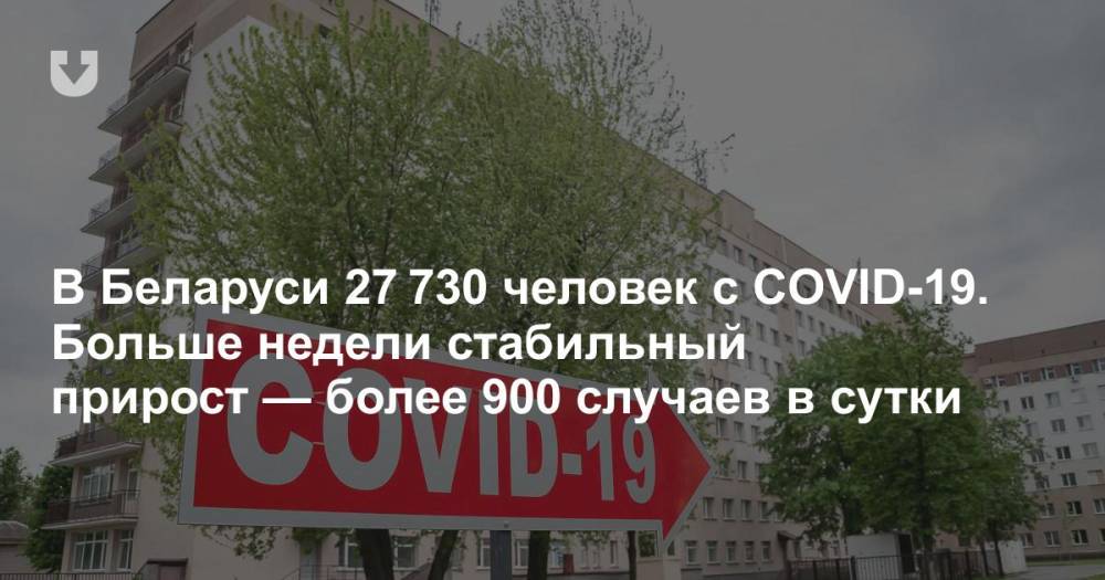 В Беларуси 27 730 человек с COVID-19. Больше недели стабильный прирост — более 900 случаев в сутки - news.tut.by - Белоруссия