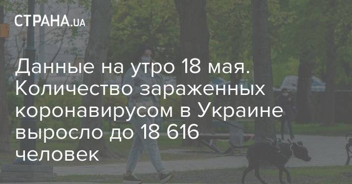 Данные на утро 18 мая. Количество зараженных коронавирусом в Украине выросло до 18 616 человек - strana.ua - Украина