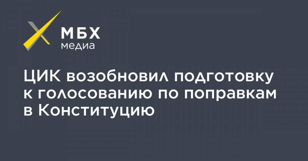 ЦИК возобновил подготовку к голосованию по поправкам в Конституцию - mbk.news