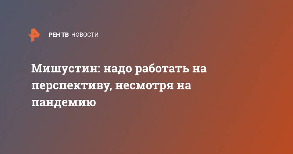 Михаил Мишустин - Мишустин: надо работать на перспективу, несмотря на пандемию - ren.tv - Россия
