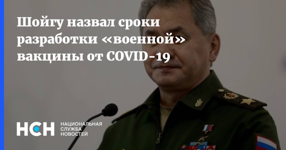 Сергей Шойгу - Шойгу назвал сроки разработки «военной» вакцины от COVID-19 - nsn.fm