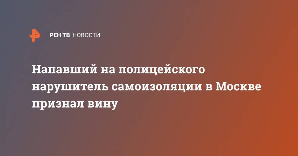 Напавший на полицейского нарушитель самоизоляции в Москве признал вину - ren.tv - Россия - Москва