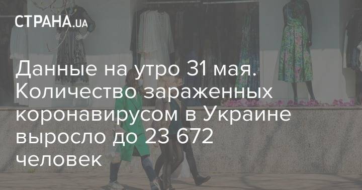 Данные на утро 31 мая. Количество зараженных коронавирусом в Украине выросло до 23 672 человек - strana.ua - Украина