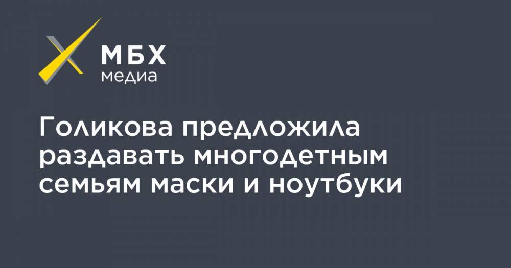 Татьяна Голикова - Голикова предложила раздавать многодетным семьям маски и ноутбуки - mbk.news