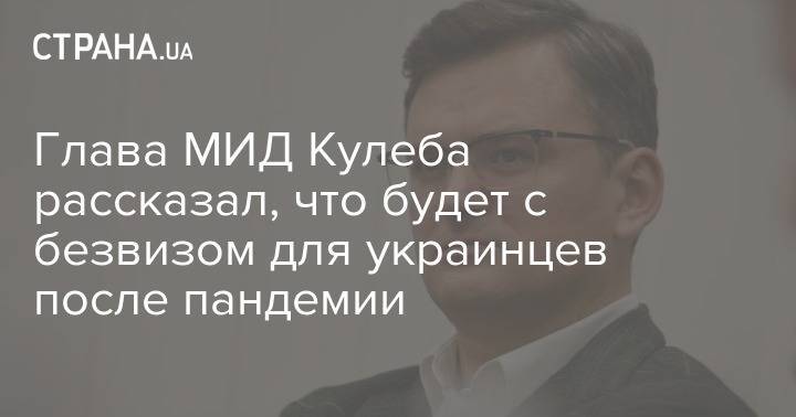 Дмитрий Кулеб - Глава МИД Кулеба рассказал, что будет с безвизом для украинцев после пандемии - strana.ua