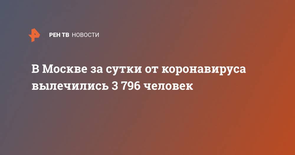 В Москве за сутки от коронавируса вылечились 3 796 человек - ren.tv - Москва