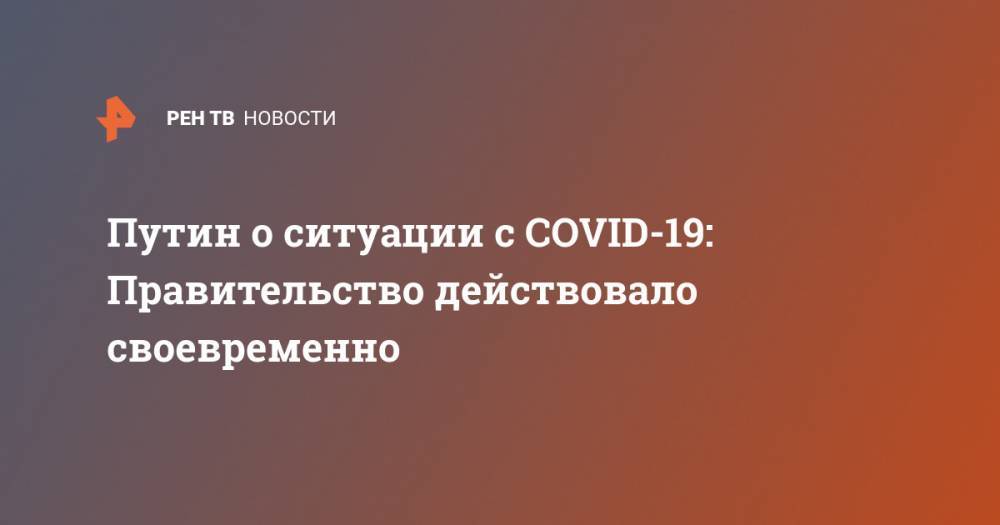 Владимир Путин - Путин о ситуации с COVID-19: Правительство действовало своевременно - ren.tv - Россия