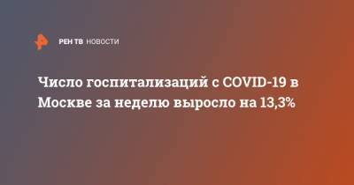 Число госпитализаций с COVID-19 в Москве за неделю выросло на 13,3% - ren.tv - Москва