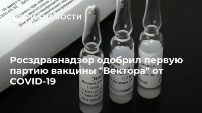 Владимир Путин - Росздравнадзор одобрил первую партию вакцины "Вектора" от COVID-19 - ria.ru - Москва