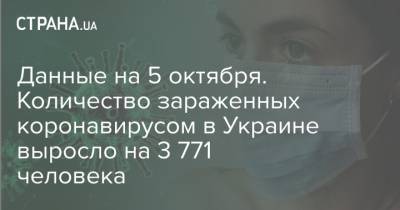 Данные на 5 октября. Количество зараженных коронавирусом в Украине выросло на 3 771 человека - strana.ua - Украина