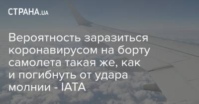 Вероятность заразиться коронавирусом на борту самолета такая же, как и погибнуть от удара молнии - IАТА - strana.ua