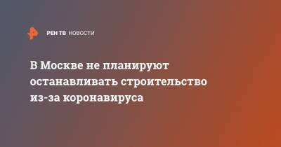 Андрей Бочкарев - В Москве не планируют останавливать строительство из-за коронавируса - ren.tv - Москва