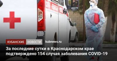 За последние сутки в Краснодарском крае подтверждено 154 случая заболевания COVID-19 - kubnews.ru - Россия - Краснодарский край