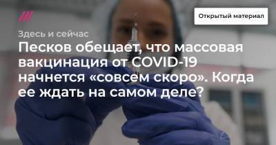 Песков обещает, что массовая вакцинация от COVID-19 начнется «совсем скоро». Когда ее ждать на самом деле? - tvrain.ru - Москва