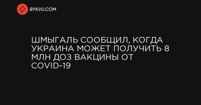 Шмыгаль сообщил, когда Украина может получить 8 млн доз вакцины от COVID-19 - bykvu.com - Украина