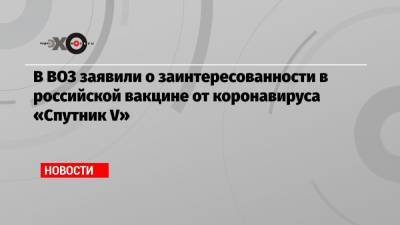 В ВОЗ заявили о заинтересованности в российской вакцине от коронавируса «Спутник V» - echo.msk.ru