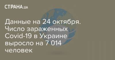 Данные на 24 октября. Число зараженных Covid-19 в Украине выросло на 7 014 человек - strana.ua - Украина