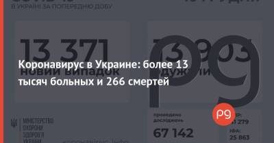 Коронавирус в Украине: более 13 тысяч больных и 266 смертей - thepage.ua - Украина