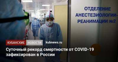Суточный рекорд смертности от COVID-19 зафиксирован в России - kubnews.ru - Россия