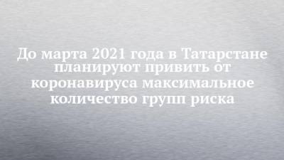 До марта 2021 года в Татарстане планируют привить от коронавируса максимальное количество групп риска - chelny-izvest.ru - республика Татарстан