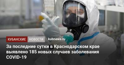 За последние сутки в Краснодарском крае выявлено 185 новых случаев заболевания COVID-19 - kubnews.ru - Россия - Краснодарский край