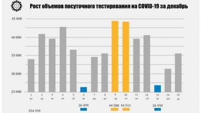 Инфографика: Как менялись объемы тестирования на COVID-19 в декабре - piter.tv - Санкт-Петербург