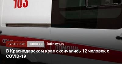 В Краснодарском крае скончались 12 человек с COVID-19 - kubnews.ru - Краснодарский край - Краснодар - Кубань - Кореновск