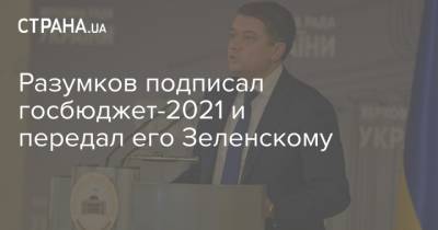 Владимир Зеленский - Дмитрий Разумков - Разумков подписал госбюджет-2021 и передал его Зеленскому - strana.ua - Украина