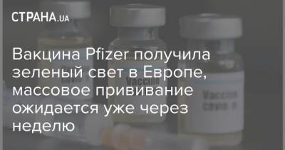 Вакцина Pfizer получила зеленый свет в Европе, массовое прививание ожидается уже через неделю - strana.ua - Евросоюз