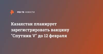 Казахстан планирует зарегистрировать вакцину "Спутник V" до 12 февраля - ren.tv - Казахстан - Караганда