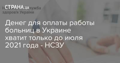 Денег для оплаты работы больниц в Украине хватит только до июля 2021 года - НСЗУ - strana.ua - Украина - Киев