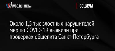Александр Ситов - Около 1,5 тыс злостных нарушителей мер по COVID-19 выявили при проверках общепита Санкт-Петербурга - ivbg.ru - Россия - Санкт-Петербург