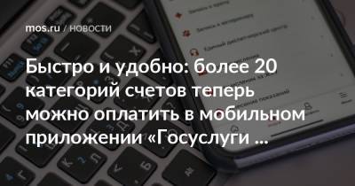 Быстро и удобно: более 20 категорий счетов теперь можно оплатить в мобильном приложении «Госуслуги Москвы» - mos.ru - Москва