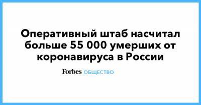 Татьяна Голикова - Оперативный штаб насчитал больше 55 000 умерших от коронавируса в России - forbes.ru - Россия