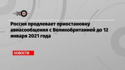 Россия продлевает приостановку авиасообщения с Великобританией до 12 января 2021 года - echo.msk.ru - Россия - Англия