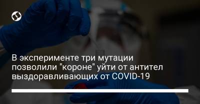 В эксперименте три мутации позволили "короне" уйти от антител выздоравливающих от COVID-19 - liga.net - Украина - Англия