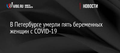 В Петербурге умерли пять беременных женщин с COVID-19 - ivbg.ru