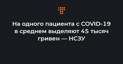 На одного пациента с COVID-19 в среднем выделяют 45 тысяч гривен — НСЗУ - hromadske.ua