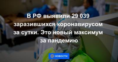 В РФ выявили 29 039 заразившихся коронавирусом за сутки. Это новый максимум за пандемию - news.mail.ru - Россия - Москва