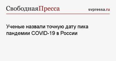 Ученые назвали точную дату пика пандемии COVID-19 в России - svpressa.ru - Россия