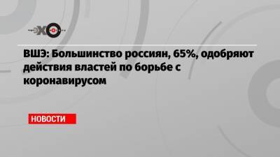ВШЭ: Большинство россиян, 65%, одобряют действия властей по борьбе с коронавирусом - echo.msk.ru - Москва